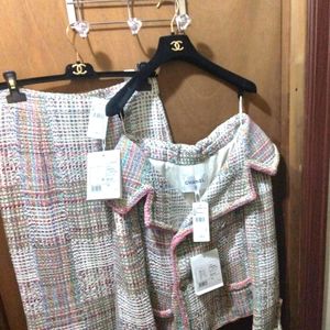 Chanel fantasy Tweed suit multi color size 40 Blazer 38 Skirt